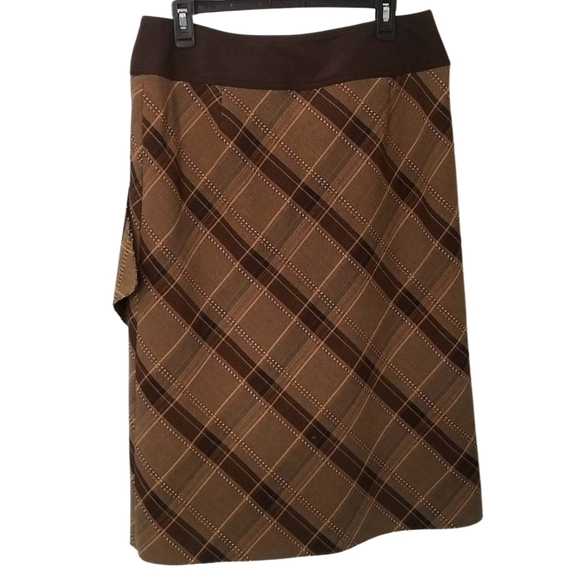 Vintage Jessica 90s Plaid Midi Skirt Brown and green wool blend tartan - Picture 2 of 4